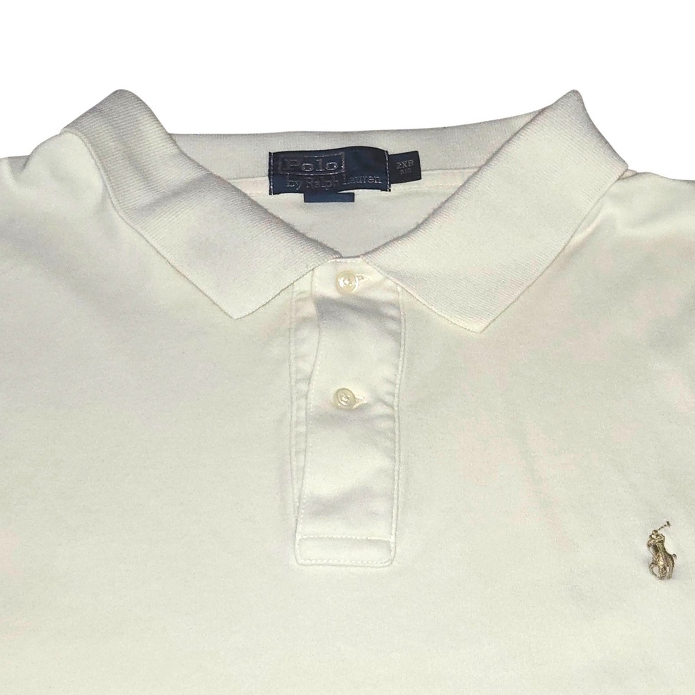 Polo Ralph Lauren Polo Shirt Men 2XB Beige Short Sleeve Pony 2-Button Cotton - Picture 2 of 9